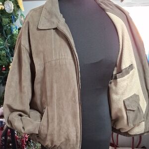 Brown Suede Bomber Jacket